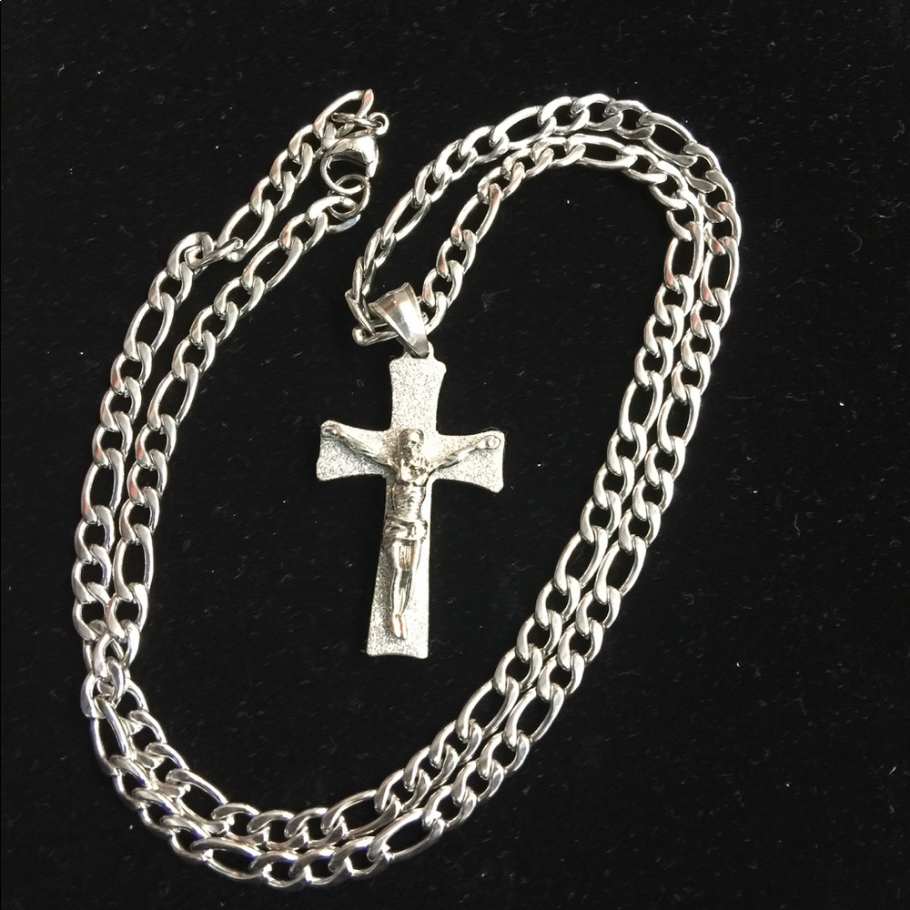 Stainless Steel 24 inch chain with Crucifix